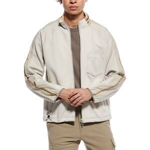 Theory Mens  Textured Knit Mixed Media Jacket, Green
